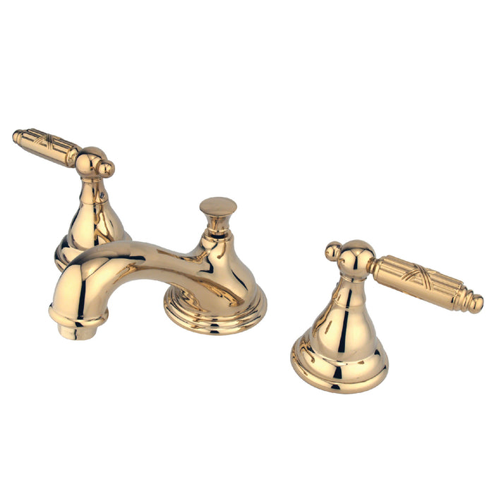 Georgian KS5562GL Two-Handle 3-Hole Deck Mount Widespread Bathroom Faucet with Brass Pop-Up, Polished Brass