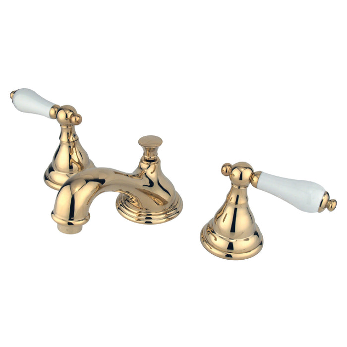Royale KS5562PL Two-Handle 3-Hole Deck Mount Widespread Bathroom Faucet with Brass Pop-Up, Polished Brass