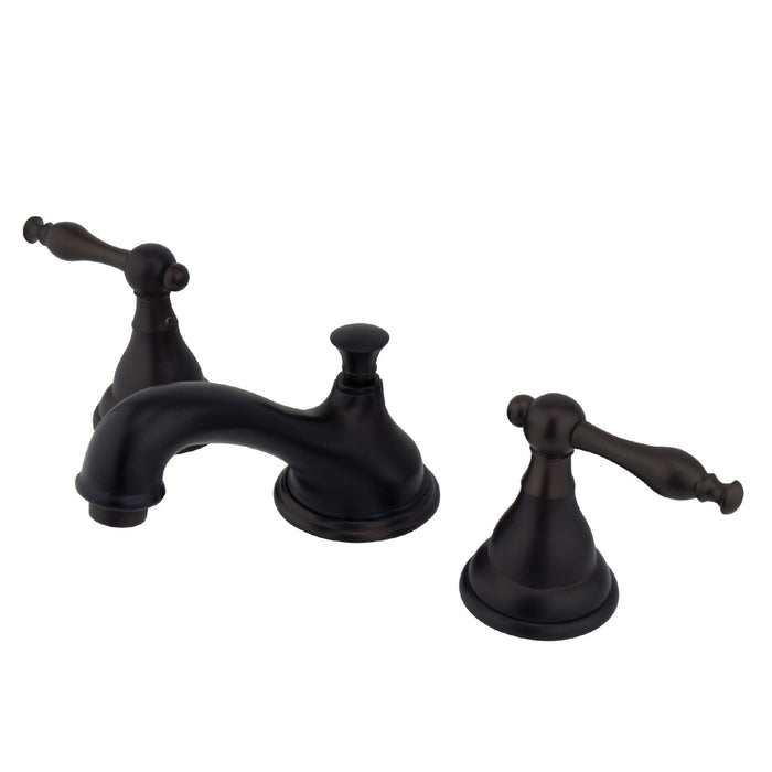 KS5565NL Two-Handle 3-Hole Deck Mount Widespread Bathroom Faucet with Brass Pop-Up, Oil Rubbed Bronze