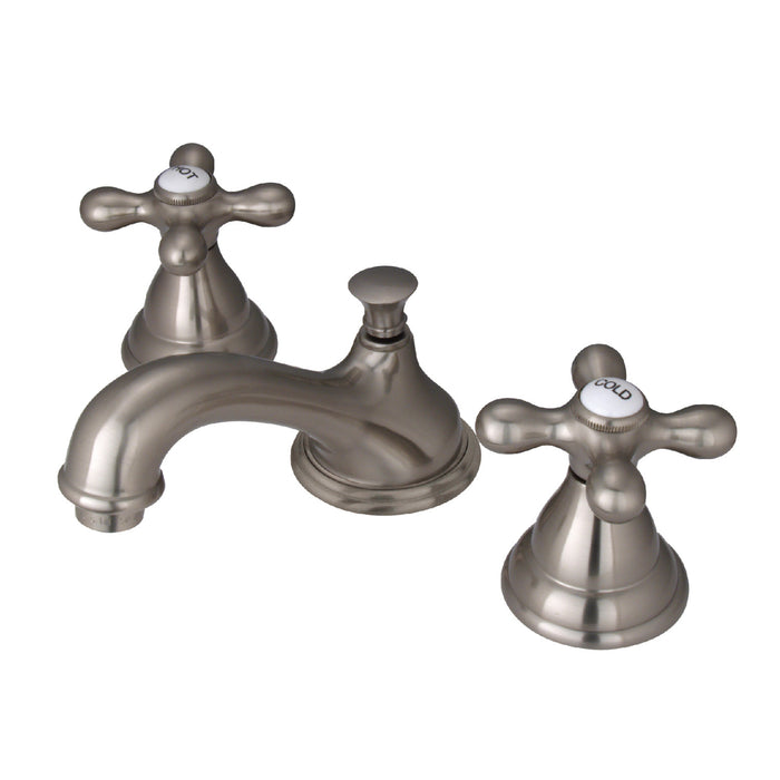 Royale KS5568AX Two-Handle 3-Hole Deck Mount Widespread Bathroom Faucet with Brass Pop-Up, Brushed Nickel