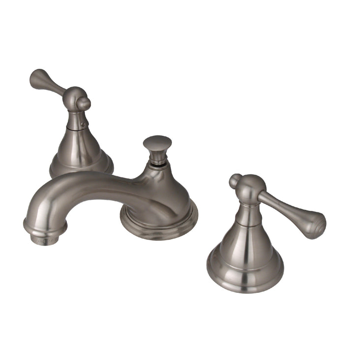 KS5568BL Two-Handle 3-Hole Deck Mount Widespread Bathroom Faucet with Brass Pop-Up, Brushed Nickel