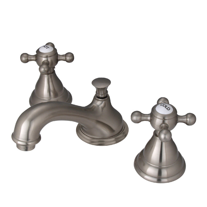 Kingston Heirloom KS5568BX - Royale Two-Handle 3-Hole Deck Mount Widespread Bathroom Faucet with Brass Pop-Up, Brushed Nickel
