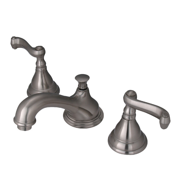 Royale KS5568FL Two-Handle 3-Hole Deck Mount Widespread Bathroom Faucet with Brass Pop-Up, Brushed Nickel