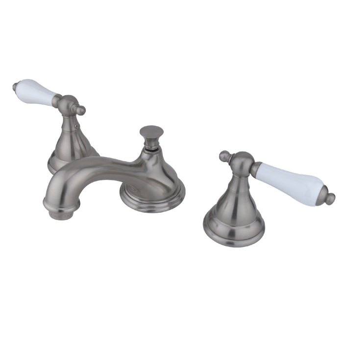 Royale KS5568PL Two-Handle 3-Hole Deck Mount Widespread Bathroom Faucet with Brass Pop-Up, Brushed Nickel