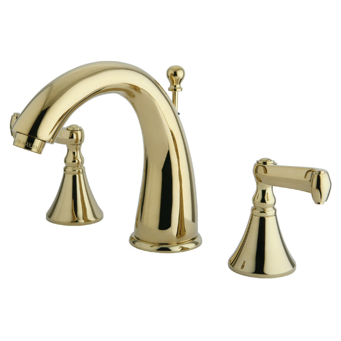 Royale KS5972FL Two-Handle 3-Hole Deck Mount Widespread Bathroom Faucet with Brass Pop-Up, Polished Brass