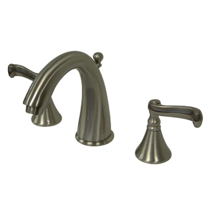 Royale KS5978FL Two-Handle 3-Hole Deck Mount Widespread Bathroom Faucet with Brass Pop-Up, Brushed Nickel