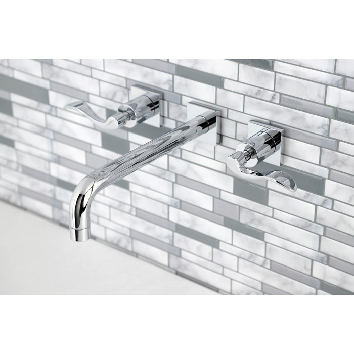 Kingston Tulare KS6021DFL - NuWave Two-Handle 3-Hole Wall Mount Roman Tub Faucet, Polished Chrome