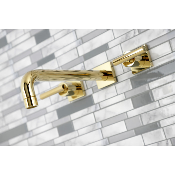 Manhattan KS6022CML Two-Handle 3-Hole Wall Mount Roman Tub Faucet, Polished Brass