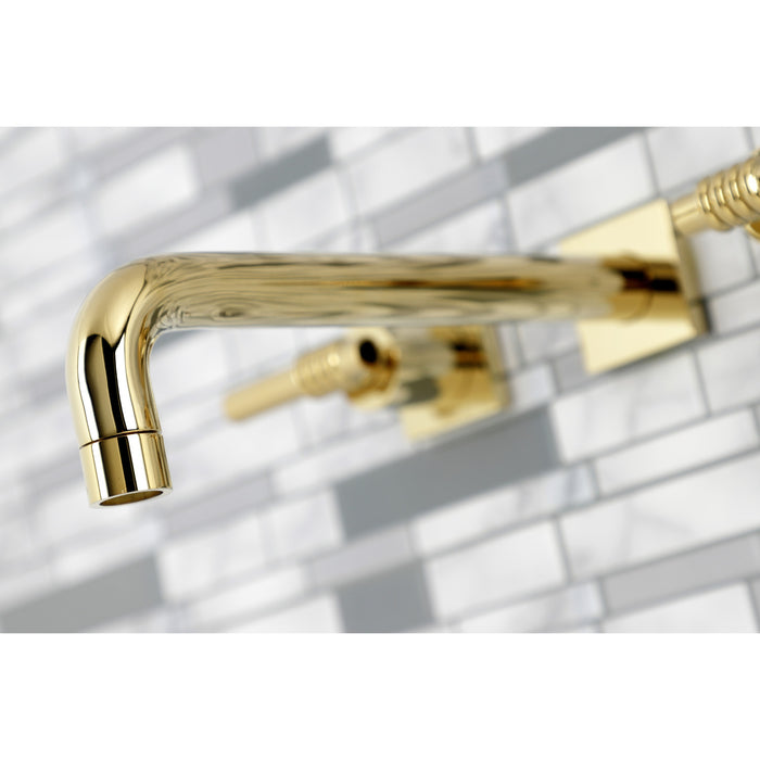 Milano KS6022ML Two-Handle 3-Hole Wall Mount Roman Tub Faucet, Polished Brass