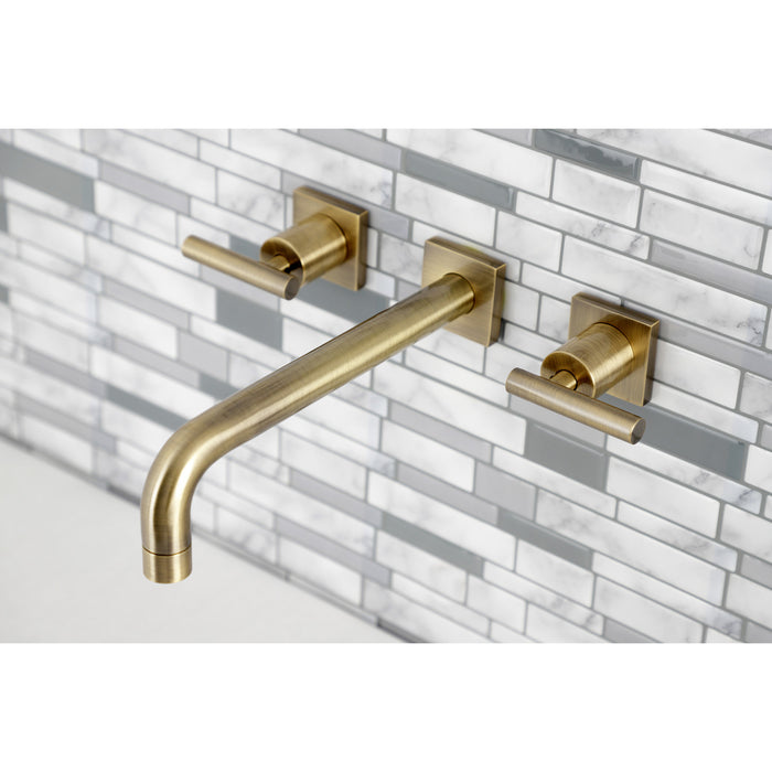 Kingston Sona KS6023CML - Manhattan Two-Handle 3-Hole Wall Mount Roman Tub Faucet, Antique Brass