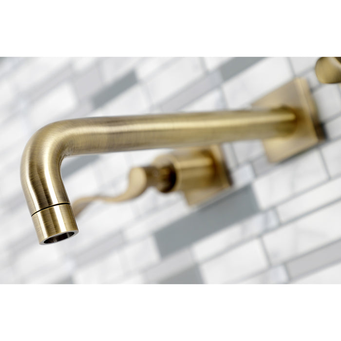 NuWave KS6023DFL Two-Handle 3-Hole Wall Mount Roman Tub Faucet, Antique Brass