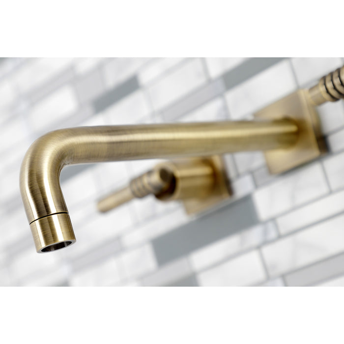 Kingston Sona KS6023ML - Milano Two-Handle 3-Hole Wall Mount Roman Tub Faucet, Antique Brass
