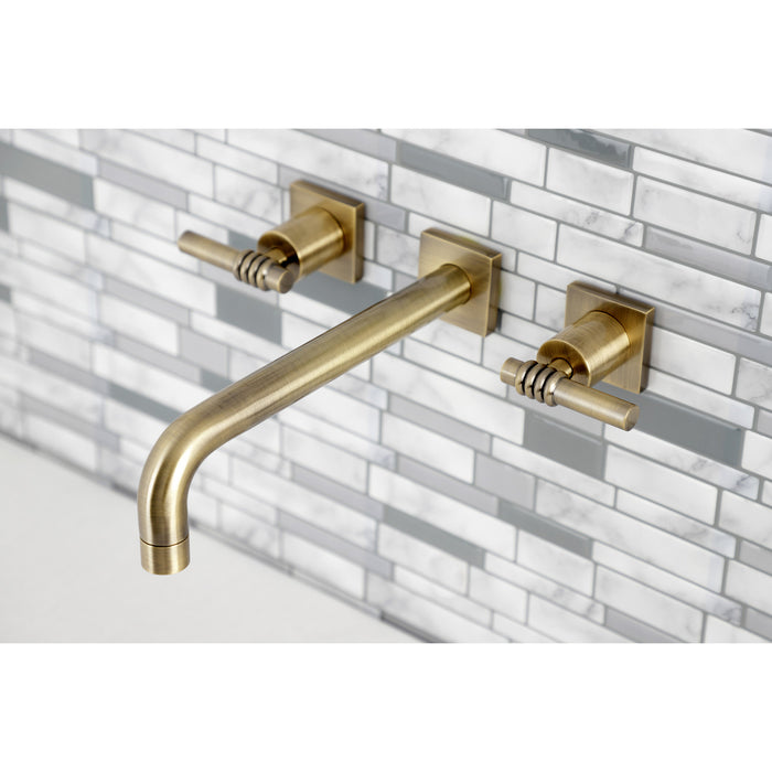 Kingston Sona KS6023ML - Milano Two-Handle 3-Hole Wall Mount Roman Tub Faucet, Antique Brass