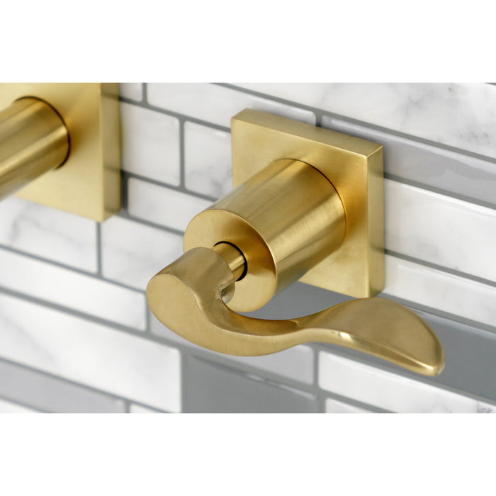 Kingston Tulare KS6027DFL - NuWave Two-Handle 3-Hole Wall Mount Roman Tub Faucet, Brushed Brass