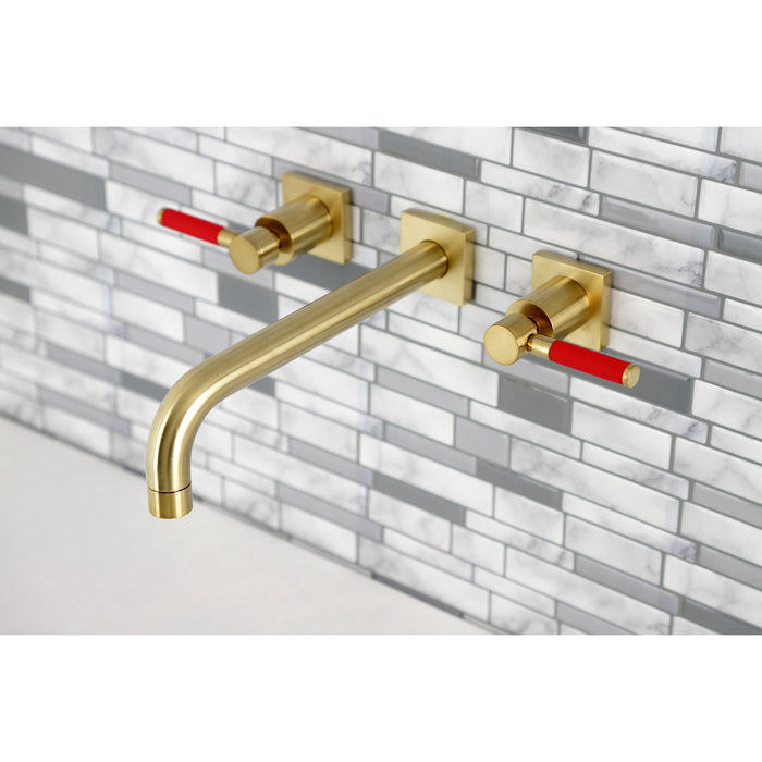 Kingston Sona KS6027DKL - Kaiser Two-Handle 3-Hole Wall Mount Roman Tub Faucet, Brushed Brass