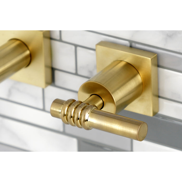 Kingston Sona KS6027ML - Milano Two-Handle 3-Hole Wall Mount Roman Tub Faucet, Brushed Brass