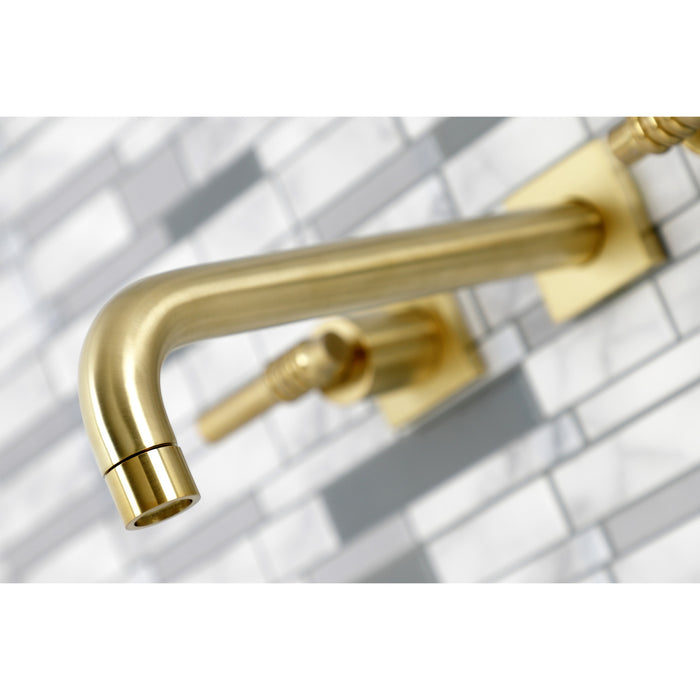 Kingston Sona KS6027ML - Milano Two-Handle 3-Hole Wall Mount Roman Tub Faucet, Brushed Brass