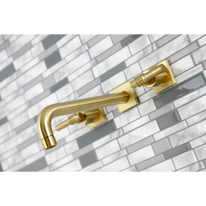 Kingston Sona KS6027ML - Milano Two-Handle 3-Hole Wall Mount Roman Tub Faucet, Brushed Brass