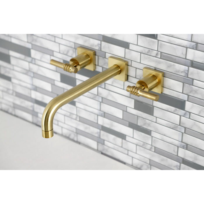 Kingston Sona KS6027ML - Milano Two-Handle 3-Hole Wall Mount Roman Tub Faucet, Brushed Brass