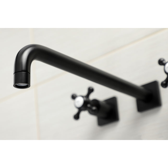 Kingston Tulare KS6040BX - Metropolitan Two-Handle 3-Hole Wall Mount Roman Tub Faucet, Matte Black