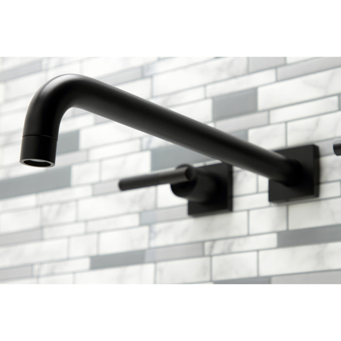 Kingston Sona KS6040CKL - Kaiser Two-Handle 3-Hole Wall Mount Roman Tub Faucet, Matte Black