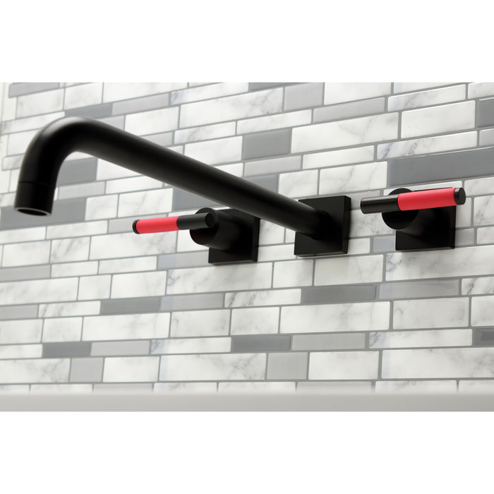 Kingston Sona KS6040CKL - Kaiser Two-Handle 3-Hole Wall Mount Roman Tub Faucet, Matte Black