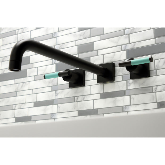 Kingston Sona KS6040CKL - Kaiser Two-Handle 3-Hole Wall Mount Roman Tub Faucet, Matte Black