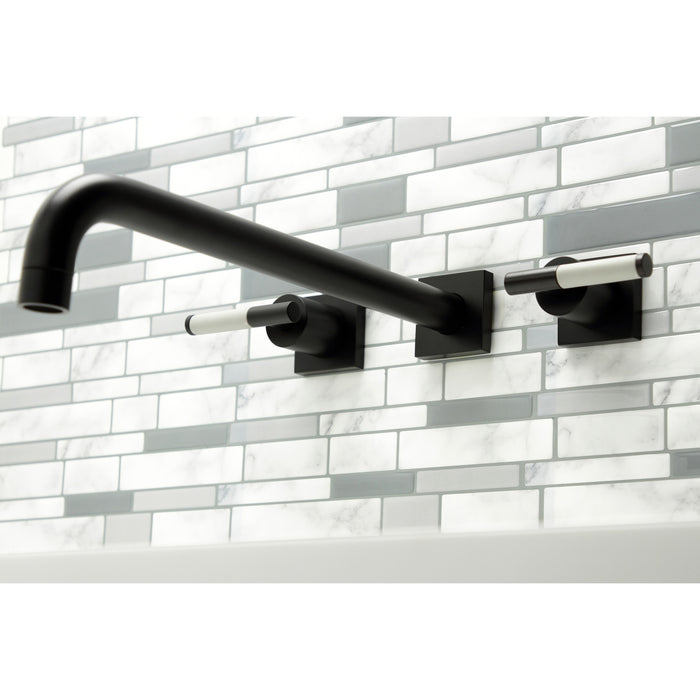 Kingston Sona KS6040CKL - Kaiser Two-Handle 3-Hole Wall Mount Roman Tub Faucet, Matte Black