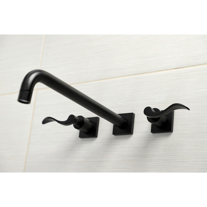 Kingston Tulare KS6040DFL - NuWave Two-Handle 3-Hole Wall Mount Roman Tub Faucet, Matte Black