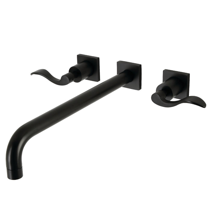 Kingston Tulare KS6040DFL - NuWave Two-Handle 3-Hole Wall Mount Roman Tub Faucet, Matte Black