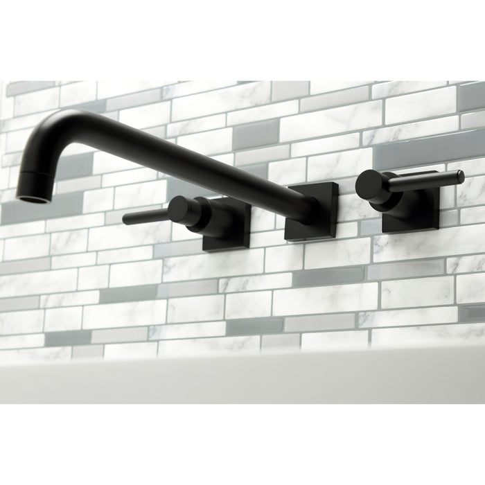 Kingston Sona KS6040DL - Concord Two-Handle 3-Hole Wall Mount Roman Tub Faucet, Matte Black