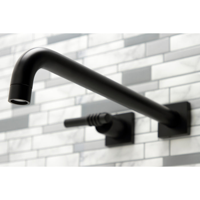 Kingston Tulare KS6040ML - Milano Two-Handle 3-Hole Wall Mount Roman Tub Faucet, Matte Black