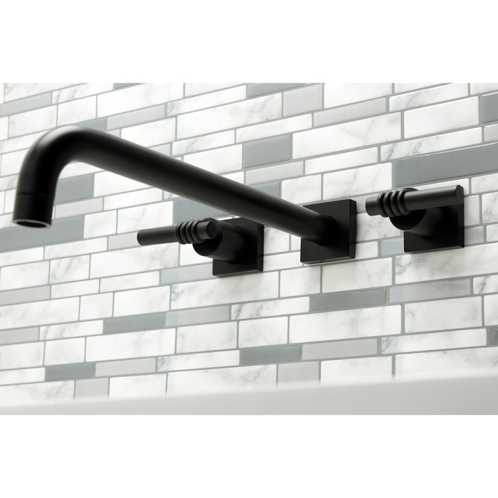 Kingston Tulare KS6040ML - Milano Two-Handle 3-Hole Wall Mount Roman Tub Faucet, Matte Black