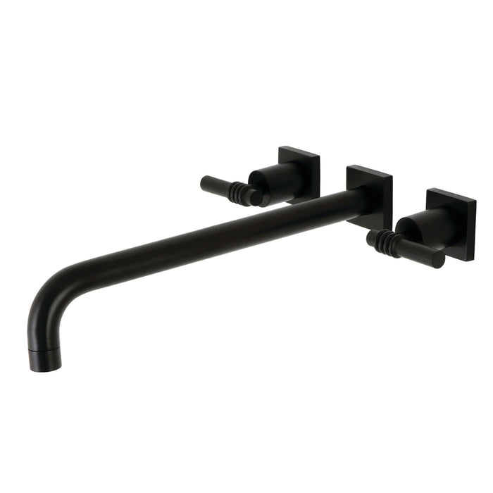 Kingston Tulare KS6040ML - Milano Two-Handle 3-Hole Wall Mount Roman Tub Faucet, Matte Black