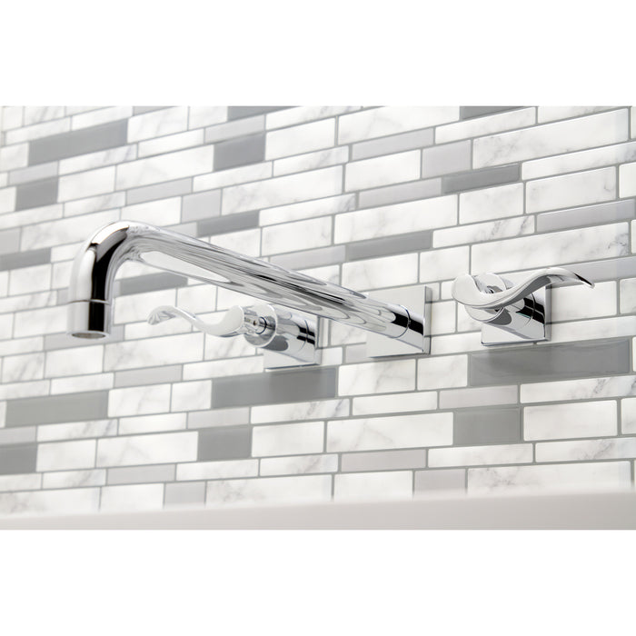 Kingston Tulare KS6041DFL - NuWave Two-Handle 3-Hole Wall Mount Roman Tub Faucet, Polished Chrome