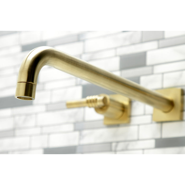 Kingston Tulare KS6047ML - Milano Two-Handle 3-Hole Wall Mount Roman Tub Faucet, Brushed Brass