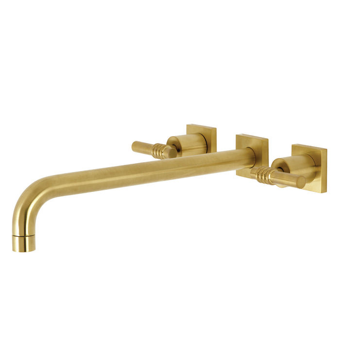 Kingston Tulare KS6047ML - Milano Two-Handle 3-Hole Wall Mount Roman Tub Faucet, Brushed Brass