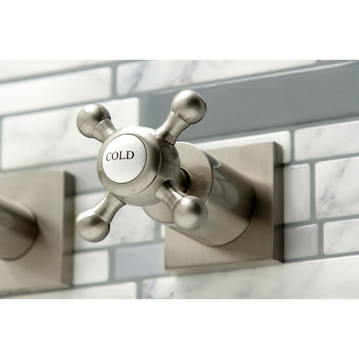 Kingston Tulare KS6048BX - Metropolitan Two-Handle 3-Hole Wall Mount Roman Tub Faucet, Brushed Nickel