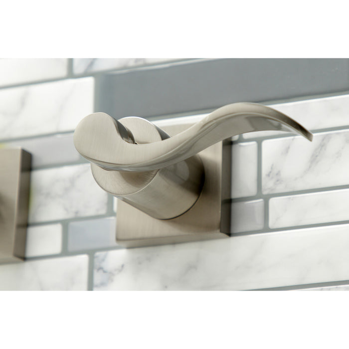 Kingston Tulare KS6048DFL - NuWave Two-Handle 3-Hole Wall Mount Roman Tub Faucet, Brushed Nickel