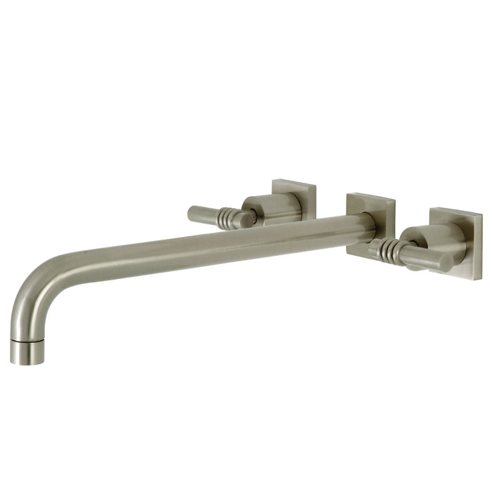 Kingston Tulare KS6048ML - Milano Two-Handle 3-Hole Wall Mount Roman Tub Faucet, Brushed Nickel