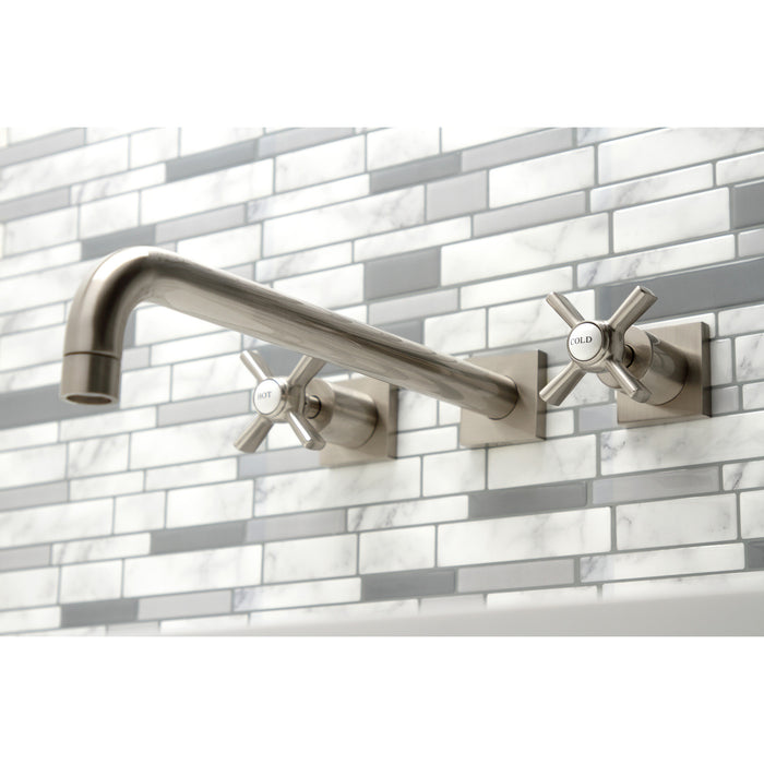 Millennium KS6048ZX Two-Handle 3-Hole Wall Mount Roman Tub Faucet, Brushed Nickel