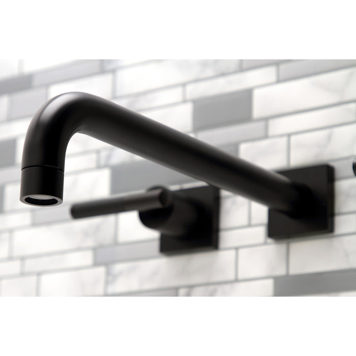 Kingston Sona KS6050CKL - Kaiser Two-Handle 3-Hole Wall Mount Roman Tub Faucet, Matte Black
