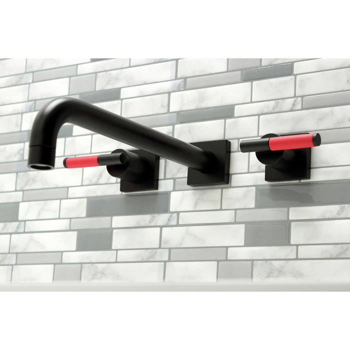 Kingston Sona KS6050CKL - Kaiser Two-Handle 3-Hole Wall Mount Roman Tub Faucet, Matte Black