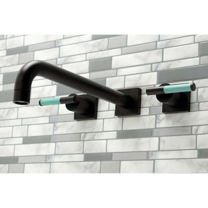 Kingston Sona KS6050CKL - Kaiser Two-Handle 3-Hole Wall Mount Roman Tub Faucet, Matte Black