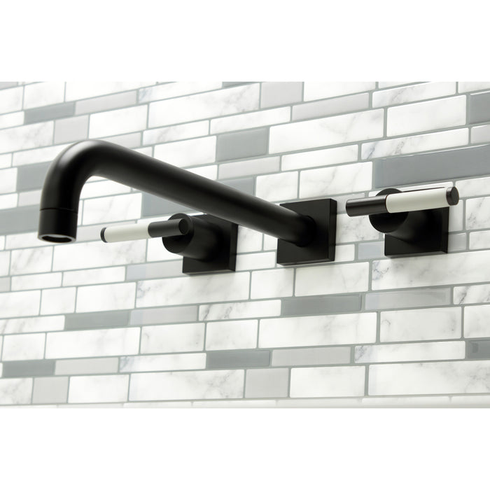 Kingston Sona KS6050CKL - Kaiser Two-Handle 3-Hole Wall Mount Roman Tub Faucet, Matte Black