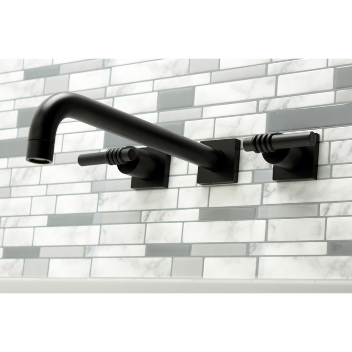 Kingston Tulare KS6050ML - Milano Two-Handle 3-Hole Wall Mount Roman Tub Faucet, Matte Black