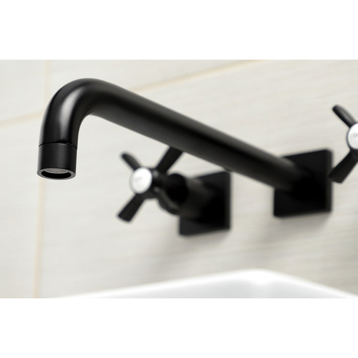 Kingston Tulare KS6050ZX - Millennium Two-Handle 3-Hole Wall Mount Roman Tub Faucet, Matte Black
