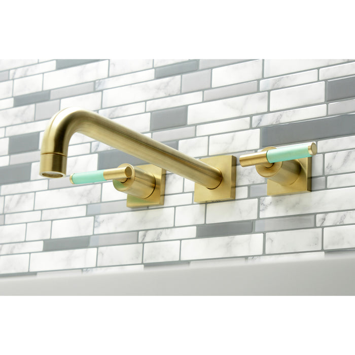 Kingston Sona KS6057CKL - Kaiser Two-Handle 3-Hole Wall Mount Roman Tub Faucet, Brushed Brass