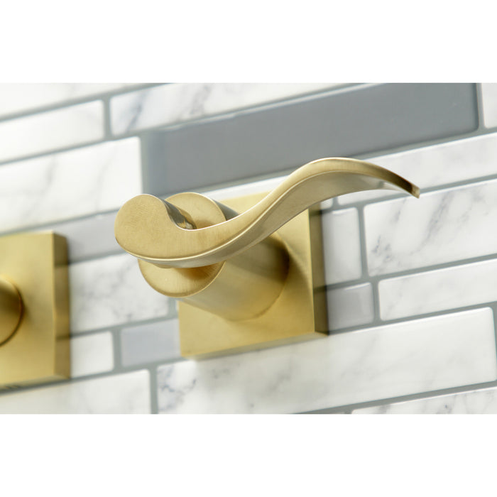 Kingston Tulare KS6057DFL - NuWave Two-Handle 3-Hole Wall Mount Roman Tub Faucet, Brushed Brass