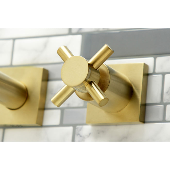 Kingston Sona KS6057DX - Concord Two-Handle 3-Hole Wall Mount Roman Tub Faucet, Brushed Brass